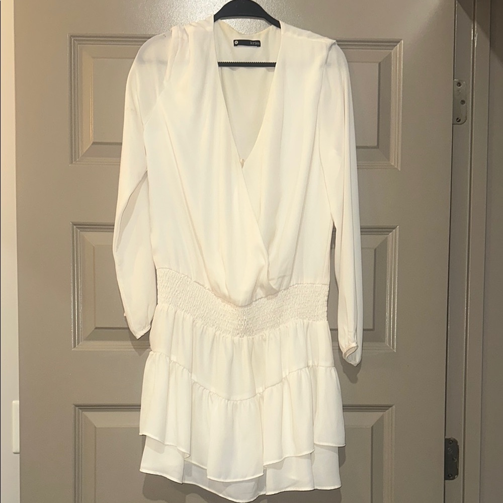 Krisa Smocked Surplice Mini Dress